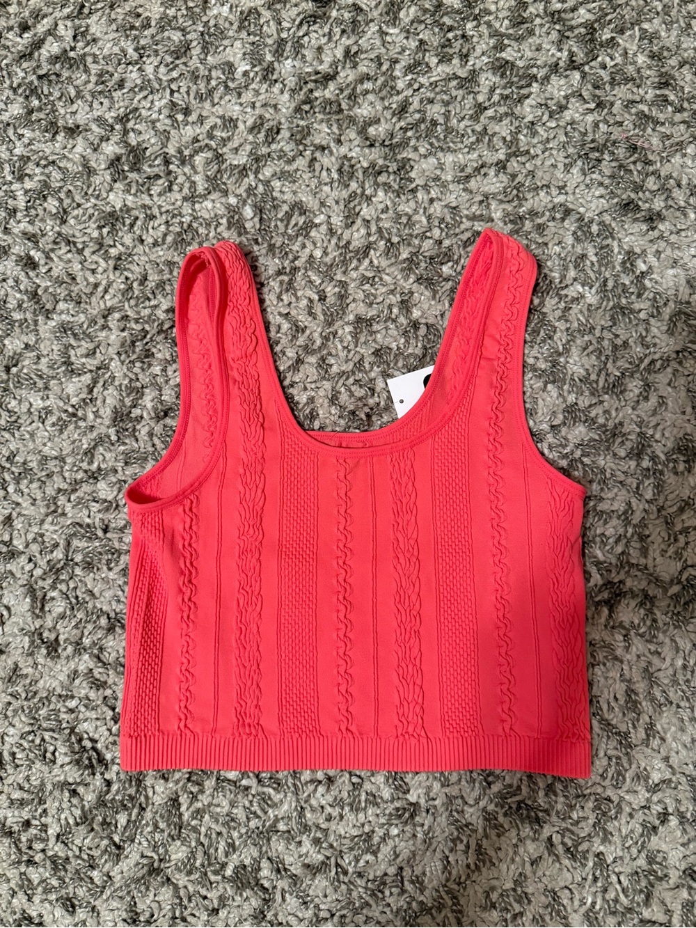 Buckle Coral Pink Cable Knit Crop Tank